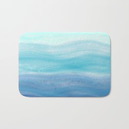 Sea Waves, Abstract Watercolor Painting Bath Mat