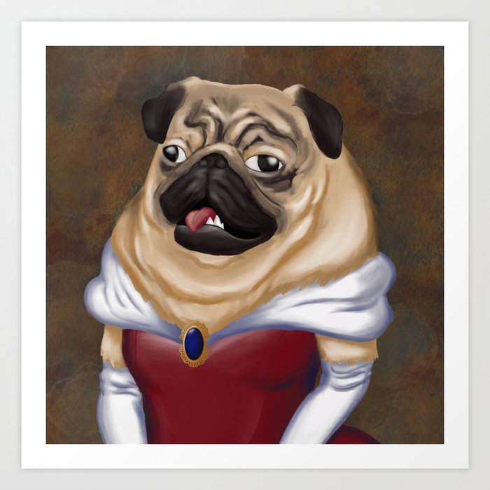 Pug Princess Art Print