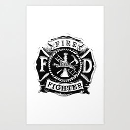 Fire Fighter Badge Art Print