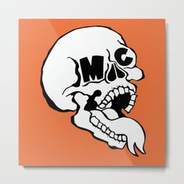 Orange ArtByMc Skull Metal Print