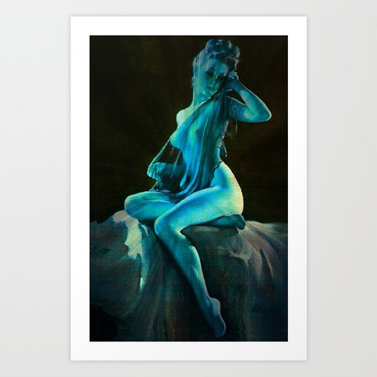 pin UP Girl Blue Dreams Art Print