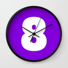 8 (White & Violet Number) Wall Clock