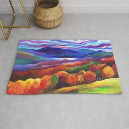 Colorful Autumn Landscape Painting Area & Throw Rug