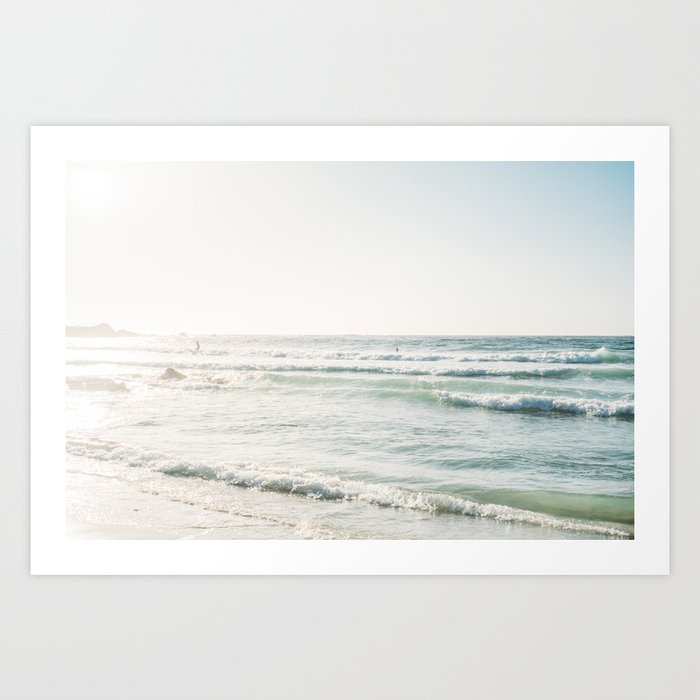 Surfing at Monterey - California Coast Sunset - Pacific Ocean Surf Travel Photography Art Print