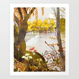 autumn city nature Art Print
