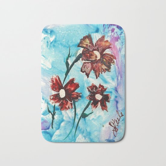 Brown flowers Bath Mat