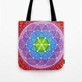 Rainbow Flower of Life Tote Bag