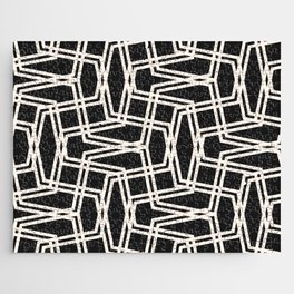 Vintage seamless pattern with diagonal stripes, thin crossing lines, chevron, zigzag, mesh, grid. Simple minimalist black and white texture. Abstract geometric background. Repeat monochrome design Jigsaw Puzzle