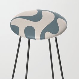 70s Retro Abstract Pattern Blue Grey and Blush Pink Counter Stool