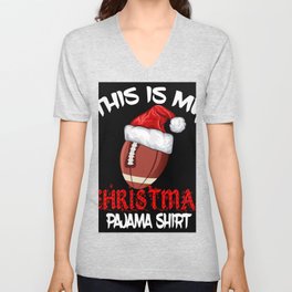 American Football Christmas Pajama Shirt Funny V Neck T Shirt