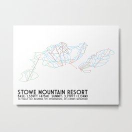 Stowe Mountain Resort, VT - Minimalist Trail Art Metal Print | Vector, Abstract, Graphic Design, Illustration 