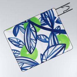 Blue and lime green abstract apple tree Picnic Blanket