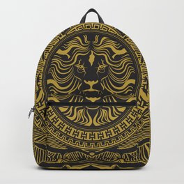 Medallion Lion Black Gold Backpack