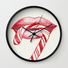 Candy Cane Kisses Wall Clock
