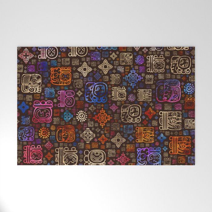 Mayan glyphs and ornaments pattern #3 Welcome Mat