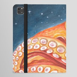 Red Octopus Tentacles Galaxy Stars Kraken Cephalopod Watercolor Art iPad Folio Case