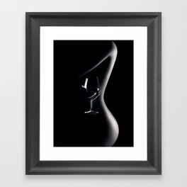 Nude woman red wine 3 Framed Art Print