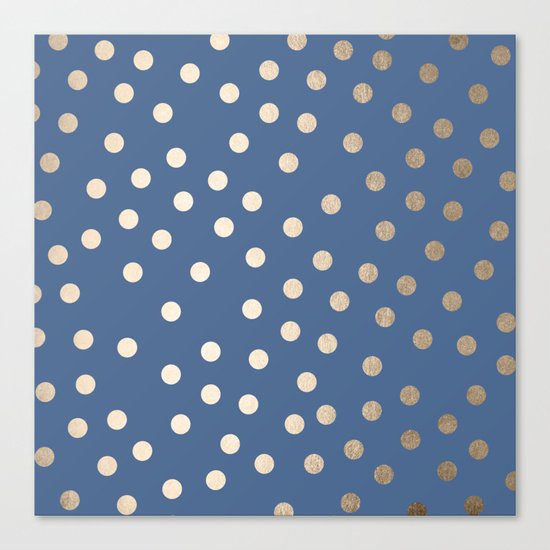 Simply Dots White Gold Sands on Aegean Blue Canvas Print