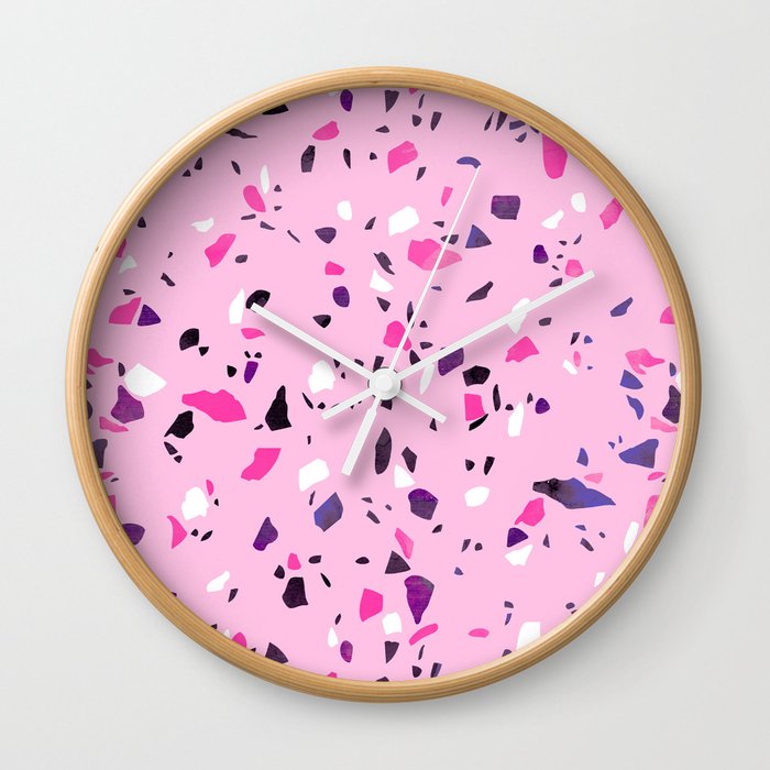 Pink Shadows Terrazzo Wall Clock