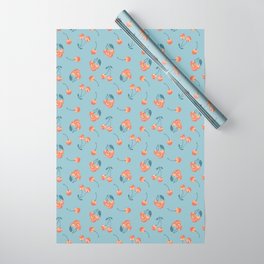 Cherries on Blue Wrapping Paper