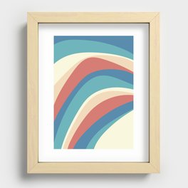Funky Wavy Lines in Celadon Blue, Teal, Yellow, Peach and Salmon Pink Recessed Framed Print