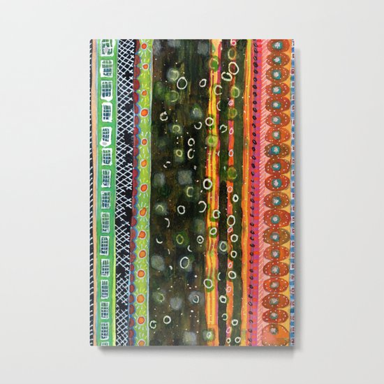 Absorbed Rings with Vertical Stripes Pattern Metal Print