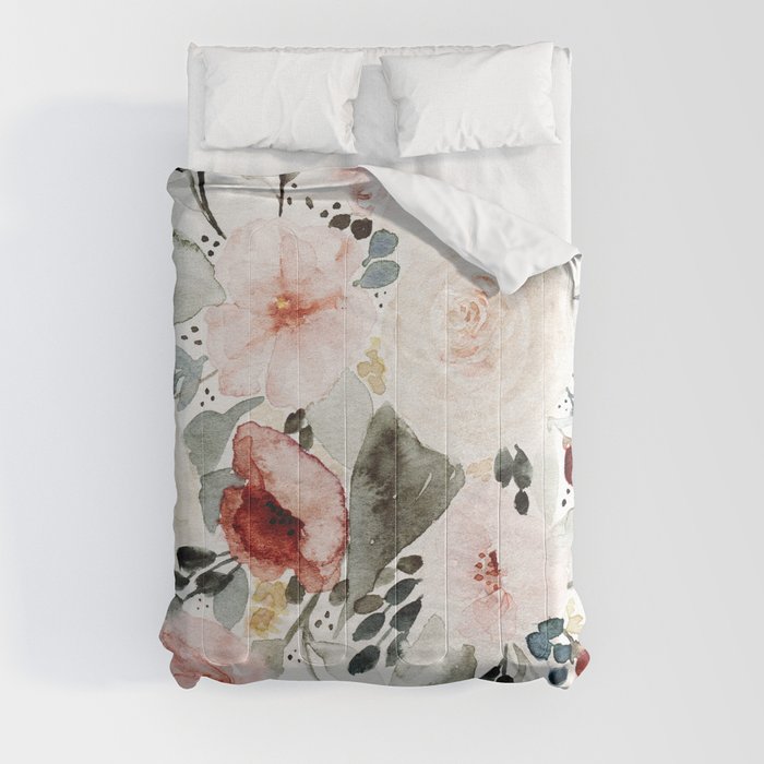 Loose Watercolor Bouquet Comforter
