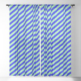 [ Thumbnail: Green and Blue Colored Lines Pattern Sheer Curtain ]