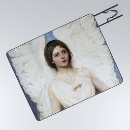 Beautiful Angel With White Wings Picnic Blanket