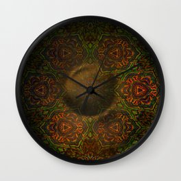 Dark green orange geometric mosaic Wall Clock | Ornamental, Mosaic, Print, Ornament, Stroke, Shape, Pattern, Splatter, Mystic, Splattered 