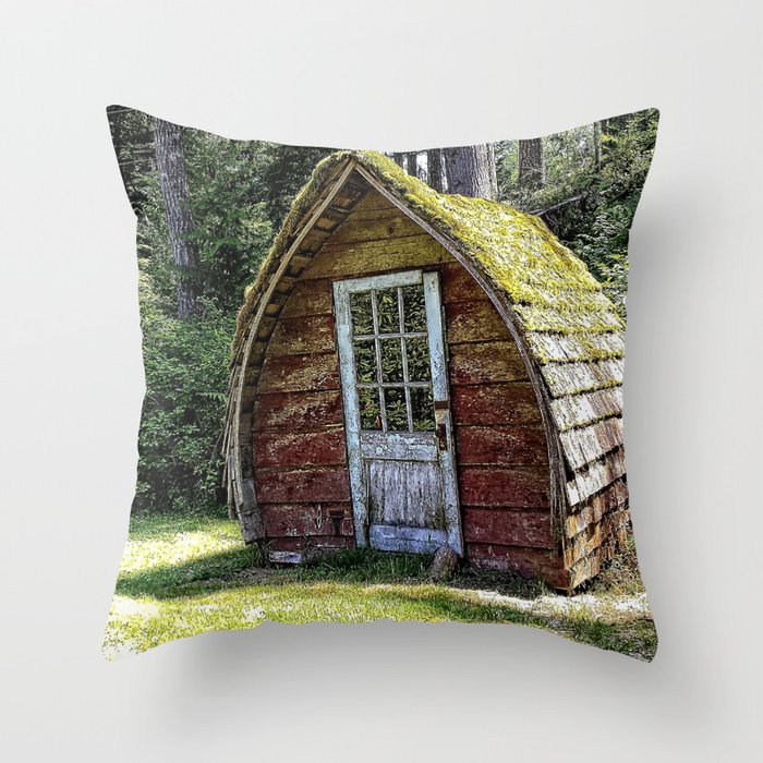 cottage in the woods Throw Pillow