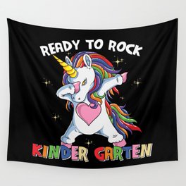 Ready To Rock Kindergarten Dabbing Unicorn Wall Tapestry