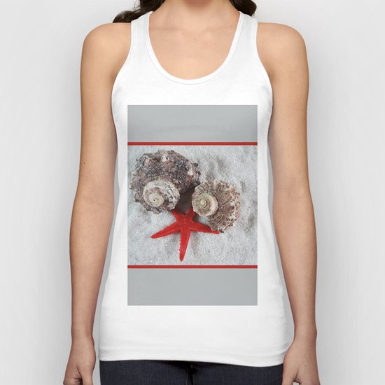 Seashell and Red Star Unisex Tank Top