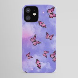 Pink Butterflies Purple Clouds iPhone Case