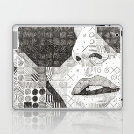 Black and White Illustration of Woman in Sunglasses Laptop & iPad Skin