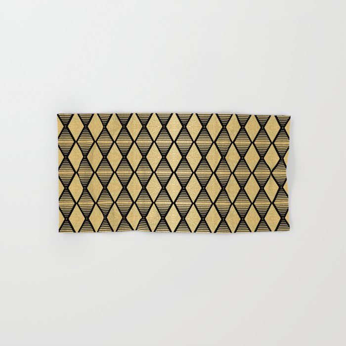 Black and Gold Geometric Pattern Hand & Bath Towel