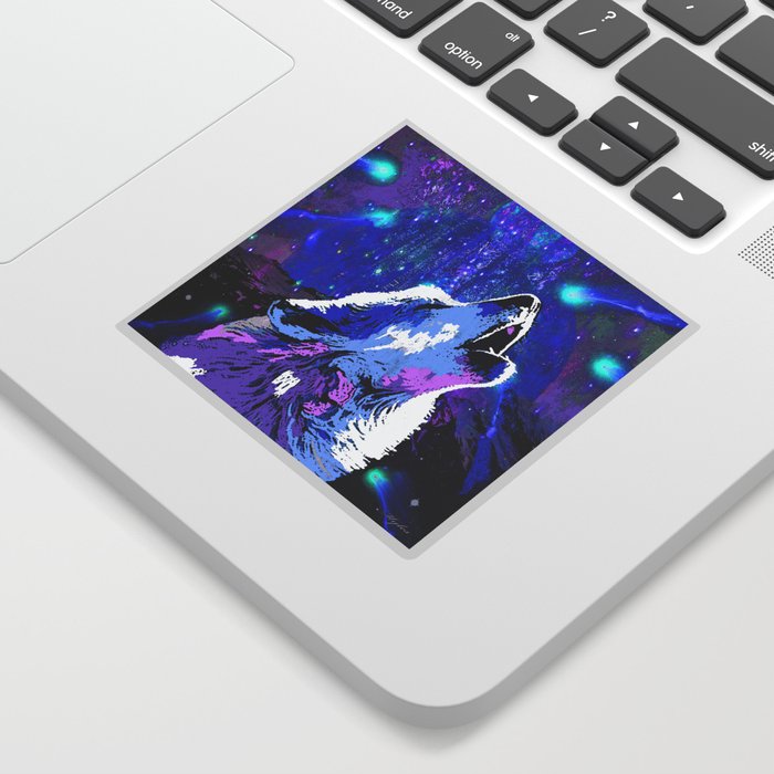 WOLF MOON AND SHOOTING STARS Sticker