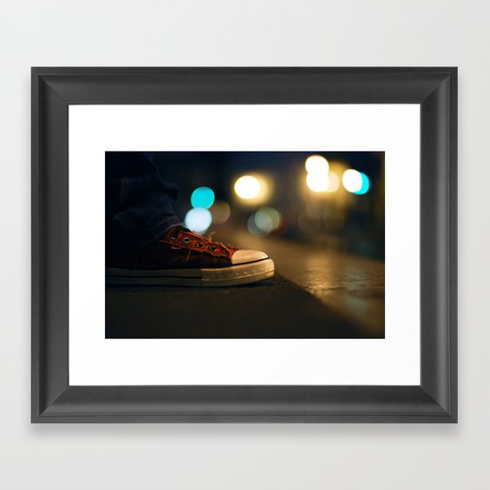 Converse All Star Night Lights Framed Art Print