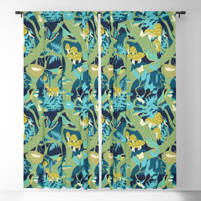 North American Forest Pattern (Greens) Blackout Curtain
