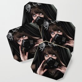 Cybergoth cyber girl black gas mask Coaster