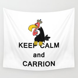 Keep Calm and Carry On Carrion Vulture Buzzard with Crown Meme Wall Tapestry