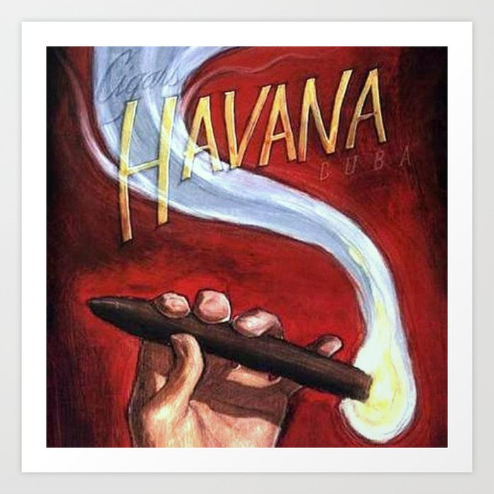 All Red Cohiba Cuban Habanos Cigars Aficionado Vintage Advertisement Poster; Habana, Cuba  Art Print