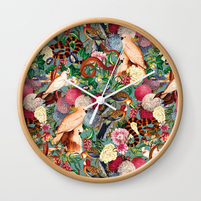 Floral and Animals pattern Wall Clock