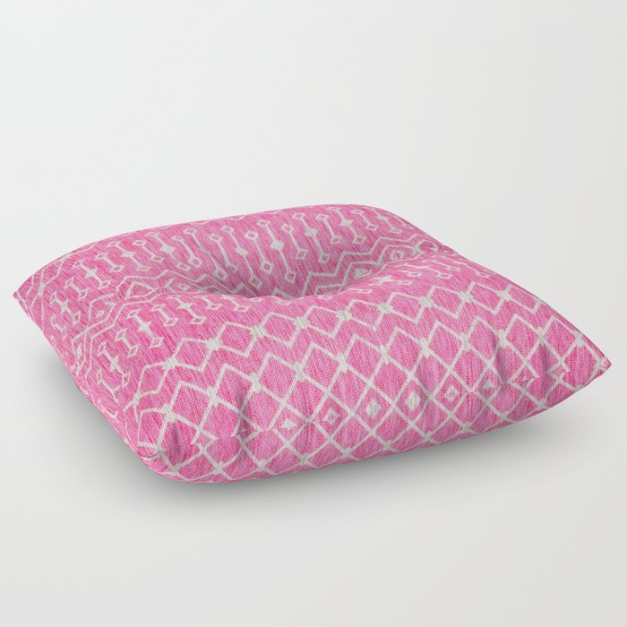 Bohemian Pink Elegance: Vintage Handmade Moroccan Fabric Style Artistry Floor Pillow