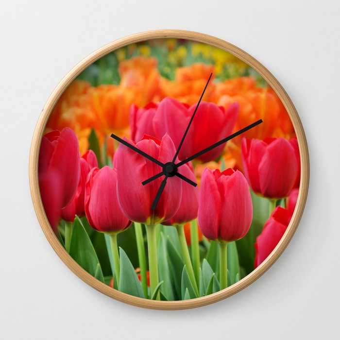 Colourful Tulips Wall Clock