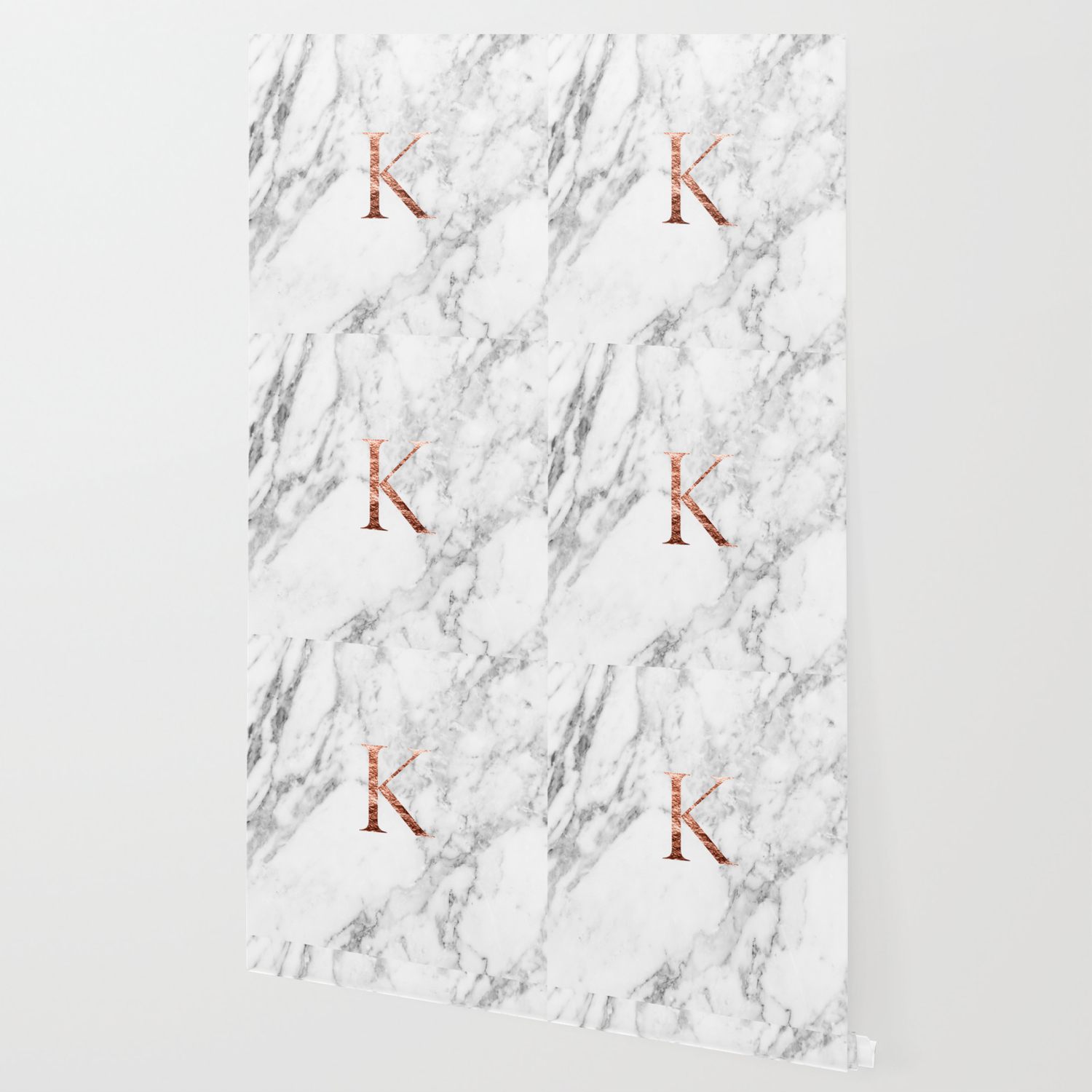Monogram Rose Gold Marble K Wallpaper By Marbleco Society6