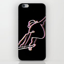 skater illustration, skateboard one liner outline drawing black iPhone Skin