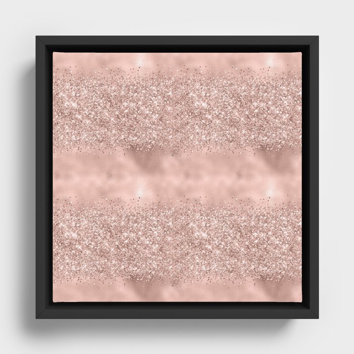 Glam Rose Gold Glitter Pattern Framed Canvas
