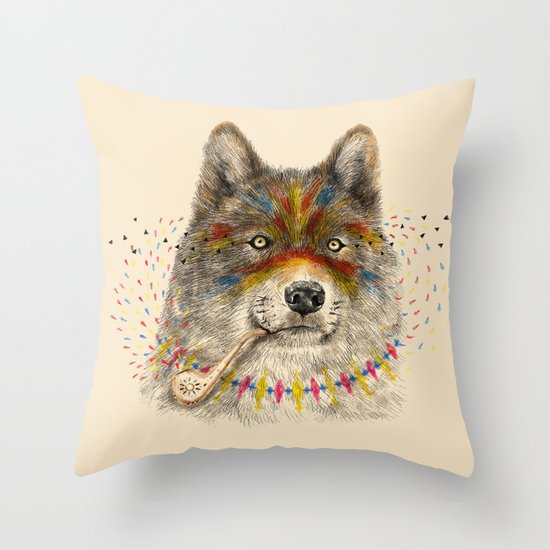 Cherokee Wolf Throw Pillow