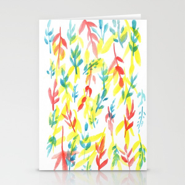 Watercolor Painting Abstract Art Valourine 170814 Leaves Watercolour 3 Stationery Cards
